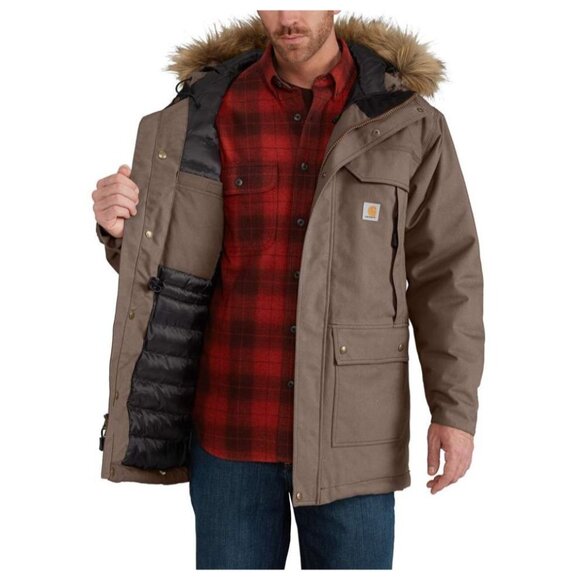Carhartt Quick Duck Sawtooth Parka Expedition Canvas Fur Hood Parka Jacket Coat - Picture 1 of 16